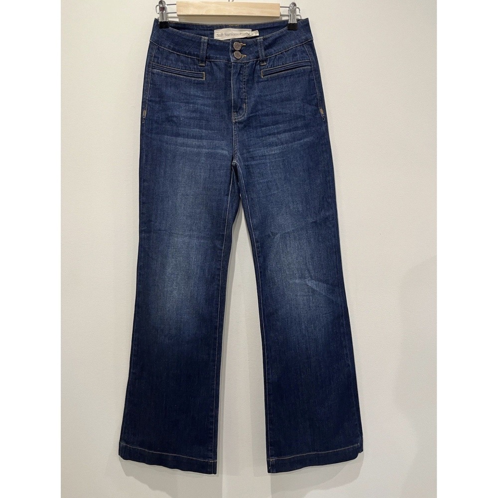 Soft Surroundings The Ultimate Denim Trouser Jeans Wide Leg Sz 2‎ Dark Wash